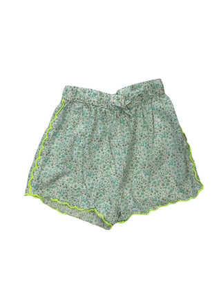 H&M Green and Teal Floral Shorts with Neon Green Piping, 7-8 years
