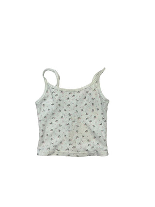 Katie J Cropped Pointelle Knit Tank with Ditsy Floral Pattern ( Stain price reflected), Womens Small