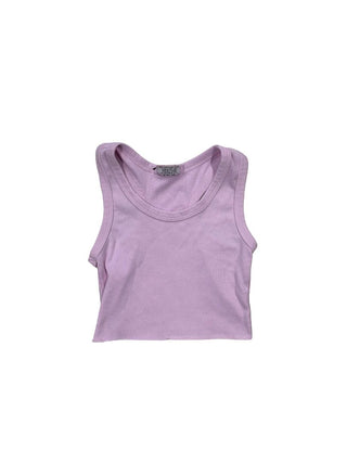 Firehouse Light Purple Crop  Rib Knit Tank, Youth Small