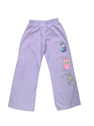 No Name Purple Sweatpants with Labubu Graphics, 10 years