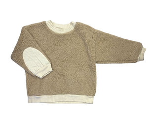 Nico Fuzzy Beige Sweatshirt with Elbow Patches, 8 years