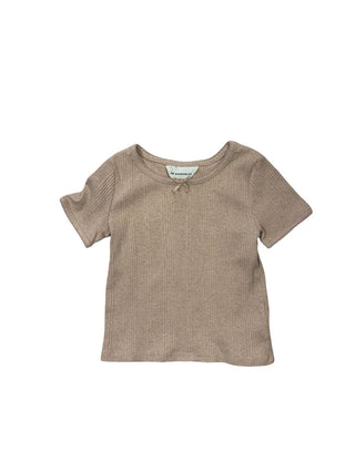 H&M  Beige Rib Knit Cropped Tee , 6-8 years