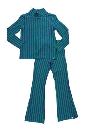 The New Chapter Purple and Green Striped Rib Knit Set , 8 years
