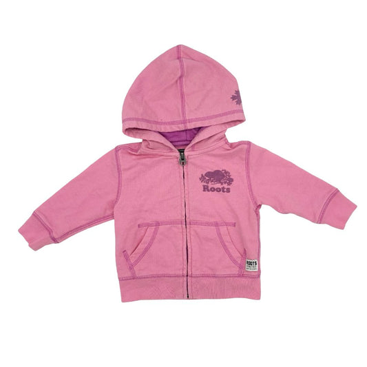 Roots pink lightweight zip up, 3-6 months