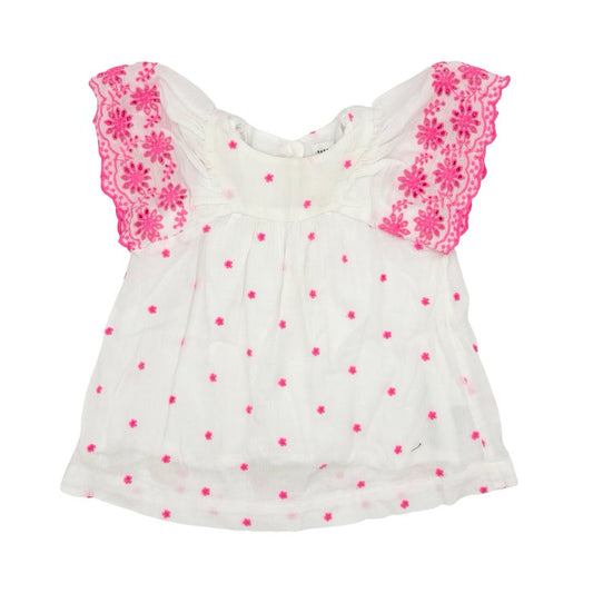 Gap gause white/pink floral dress, 3-6 months