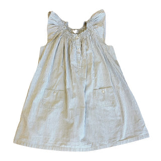 Bonton Green/white stripped dress w/ruffled shoulders, 3 years
