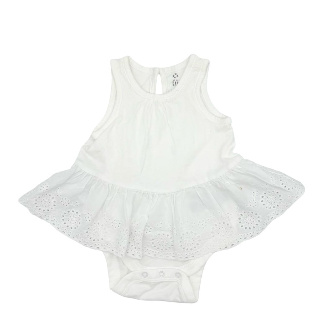 Gap white onesie w/eyelet skirt, 0-3 months