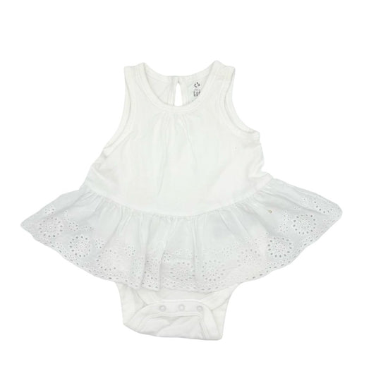 Gap white onesie w/eyelet skirt, 0-3 months