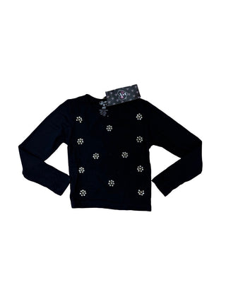 Flowers By Zoe New w/tags black long sleeve w/jewel flowers, 6 years