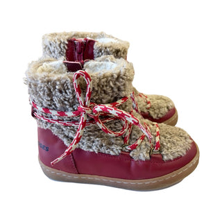 Bobo Choses Red Suede boots w/faux shearling lining, Euro 27 little kid
