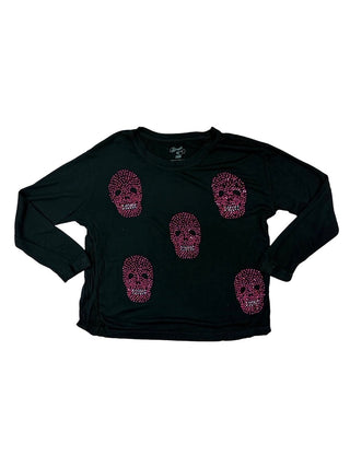 Flowers by Zoe Black w/pink stone skulls long sleeve, 6 years