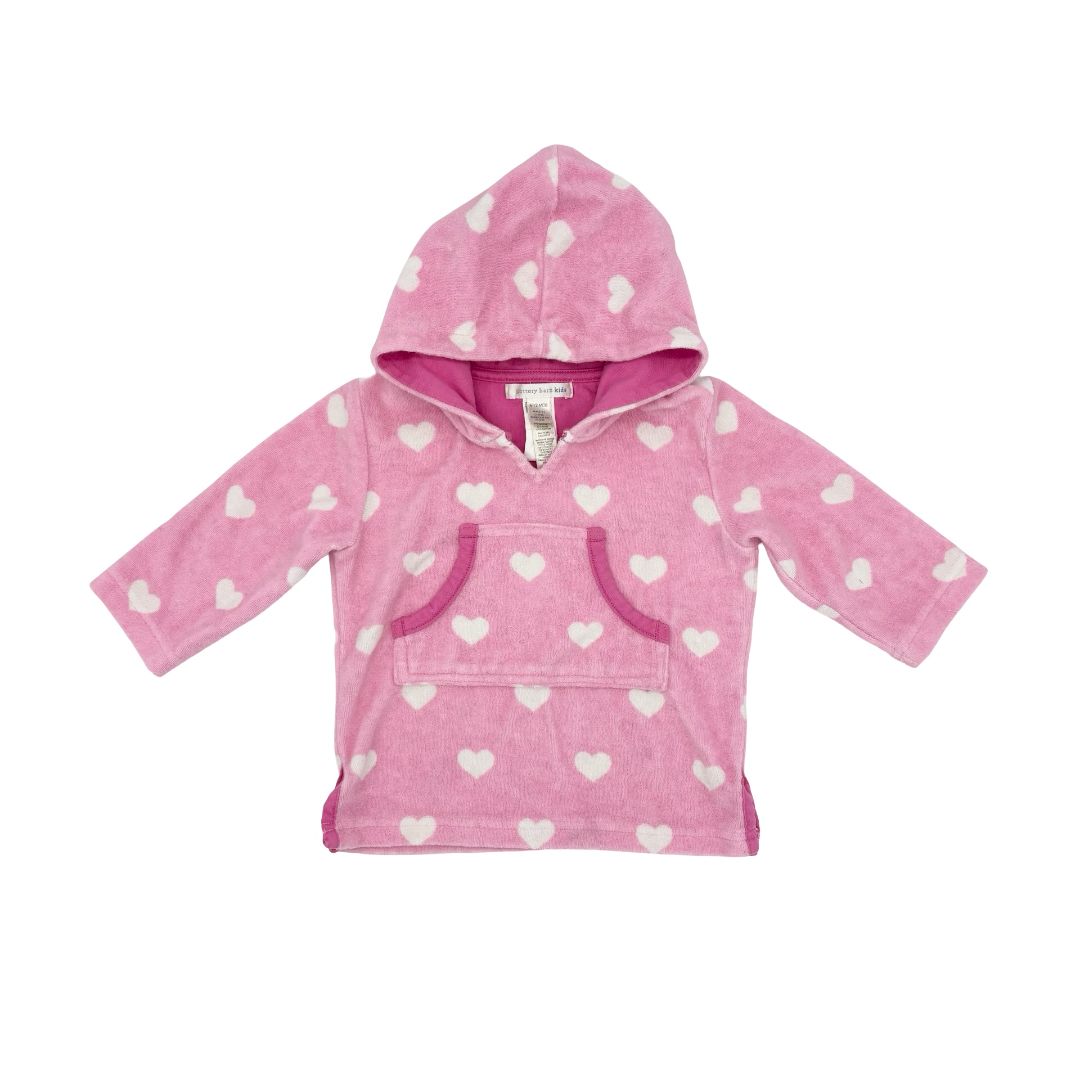 Pottery Barn Kids pink terry cloth heart swim cover, 6-12 months