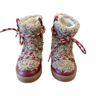 Bobo Choses Red Suede boots w/faux shearling lining, Euro 27 little kid