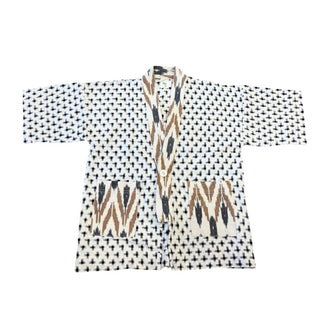 Nico Nico Brown/black geometric ikat pattern kimono, 2 years