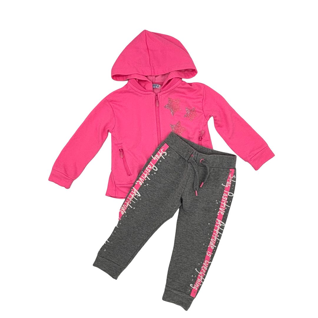 Mayoral pink/gey star sweatset, 2 years