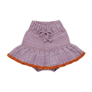 Mush & Puff Skating pond skirt in periwinkle w/rust trim, 4 years