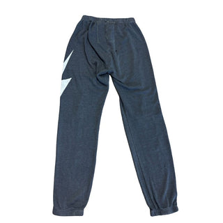 Aviator Nation black lightning bold sweats w/some holes, xs adult
