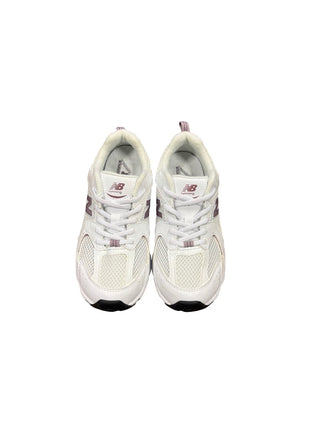 New Balance White runners w/purple detail, US 2