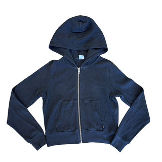 Tna  black waffle crop zip up, small