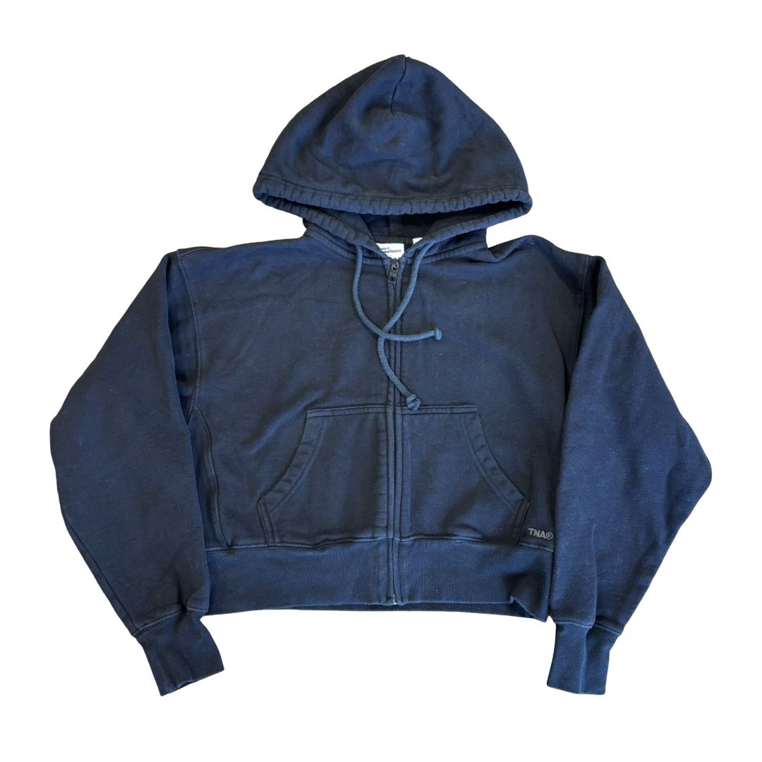 Tna black cozy fleece boyfriend fit zip up, xs