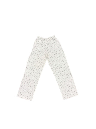 Katie J White Pink Flower Ditsy Pattern Pajama Pants, Small