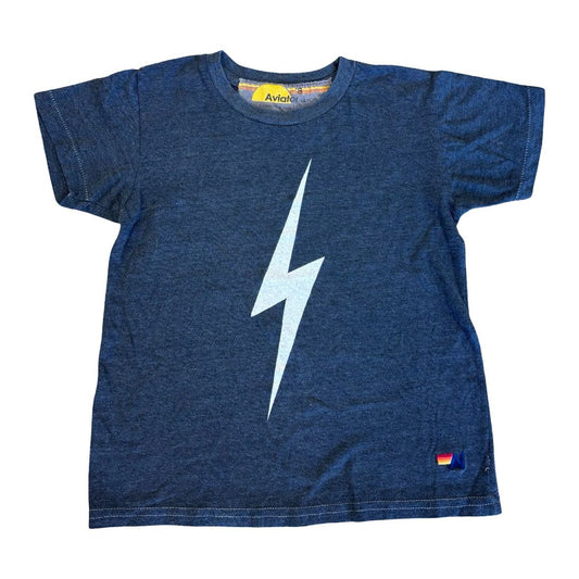 Aviator Nation black w/white lightning bolt tshirt, 8 years