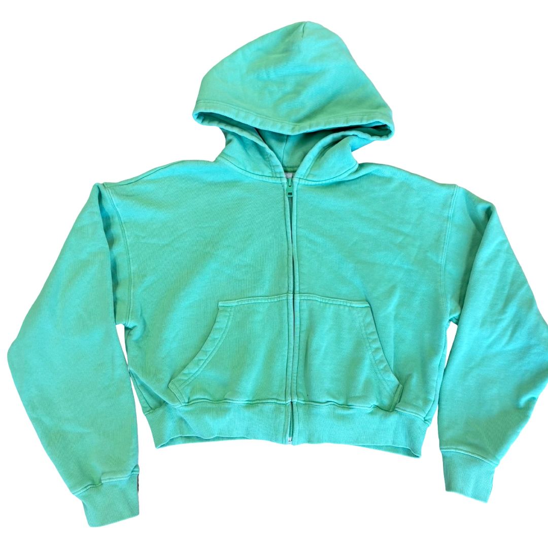 Tna green cozy boyfriend crop zip up, xs