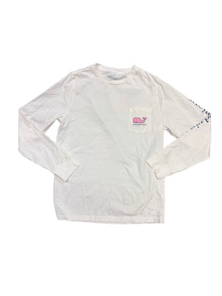 Vineyard Vines White Longsleeve with Graphics Front and Back, 12-14 years