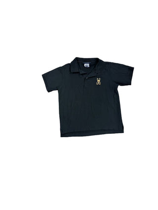 Psycho Bunny Black Polo with Gold Thread Embroidery, 10-12 years