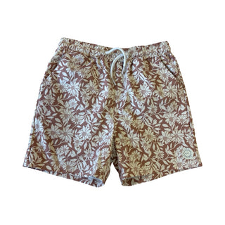 Rylee + Cru Terracotta floral swim shorts, 6-7 years