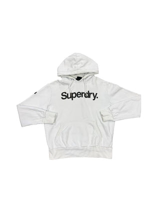 Superdry White Hooded Sweatshirt with Black Text, XL