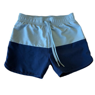 Minnow Blue colour block swim shorts, 7-8 years