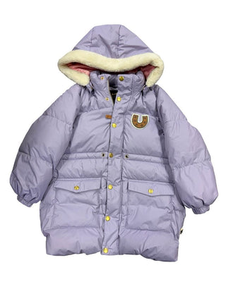 Mini Rodini Purple Puffy Coat with Horseshoe Patch, 7-8 years