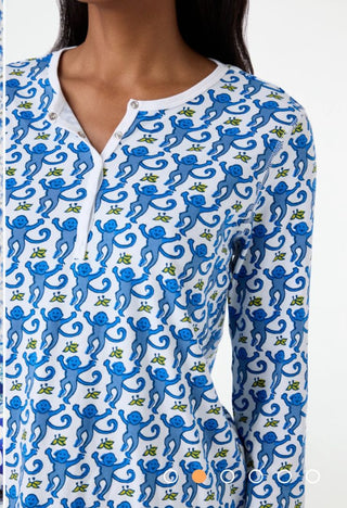 Roller Rabbit blue original monkey pajama's, medium womens