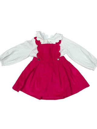 Jacadi Pink dress with white linen shirt inside, 24m