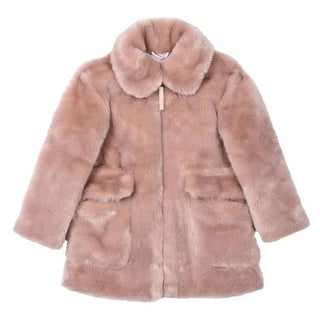 Stella McCartney Light Mauve Faux Fur Jacket with Bird on Back, 4 years