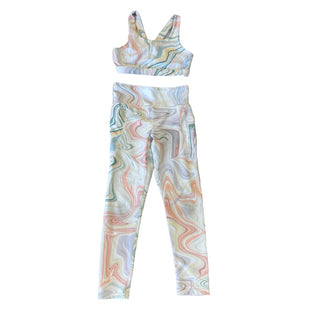 Old Navy Active Pink/green marble bra/pant workout set, 8 years (medium)