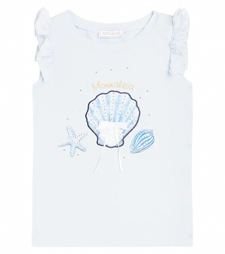 Monnalisa Blue Sea Shell cotton tank top, 5 years