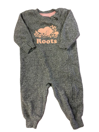 Baby Roots Onesie with pink logo, 3-6m