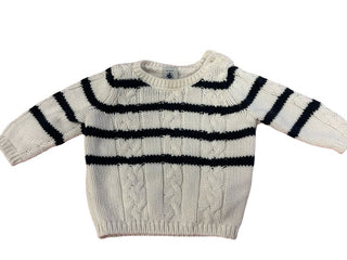 Petit Bateau White and navy knit sweater, 6m
