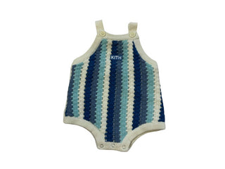 Kith Blue and White Cotton Tank Romper, 0-3 months
