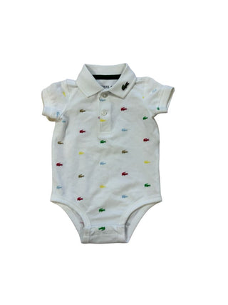 Lacoste White Onesie with Alligators, 6 months