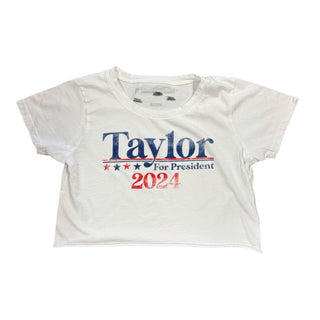 Prince Peter white cropped Taylor For President tshirt, Large