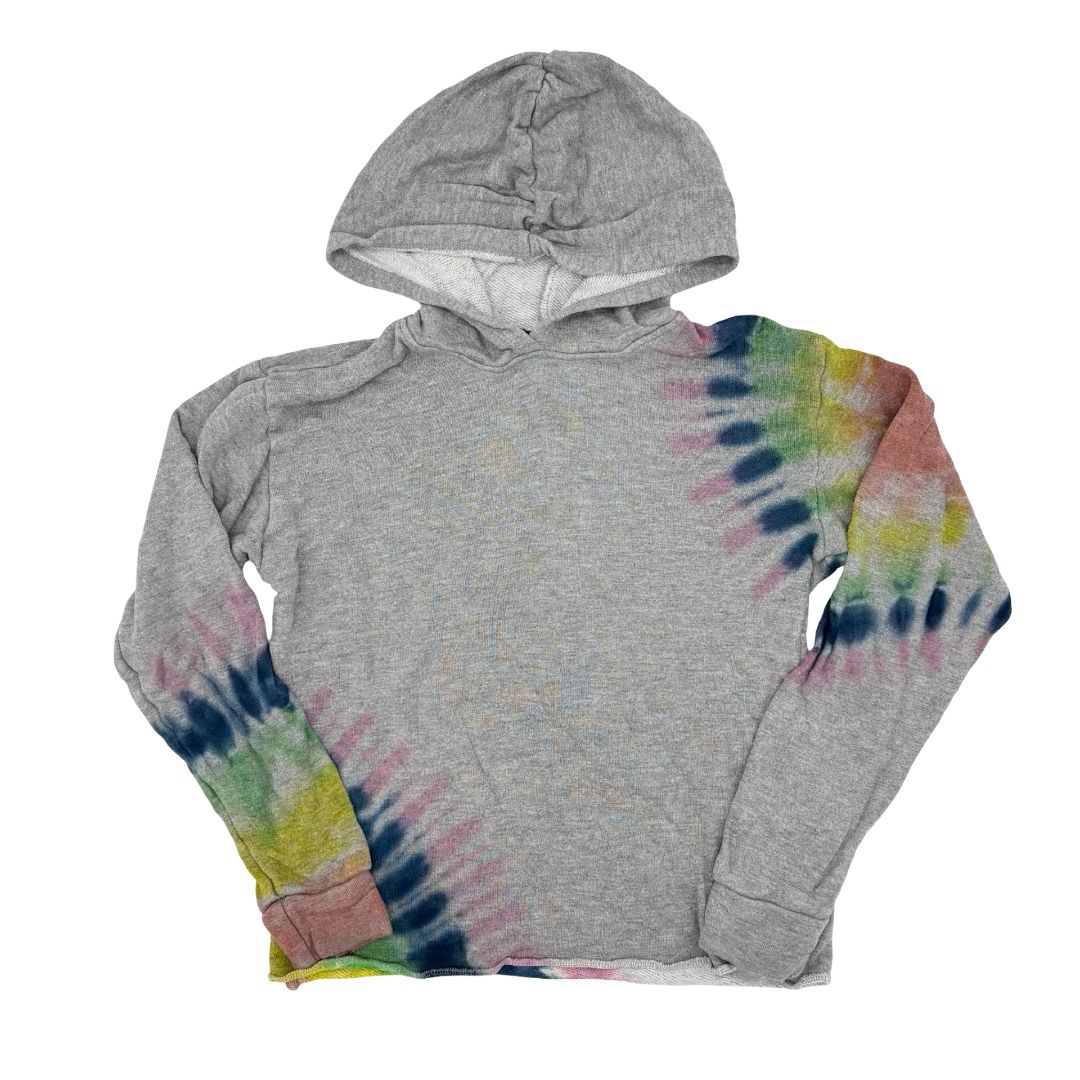 Flowers By Zoe grey/rainbow tie dye top/pant set, medium