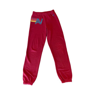 Red logo sweatpants w/signature stripe , 10 years