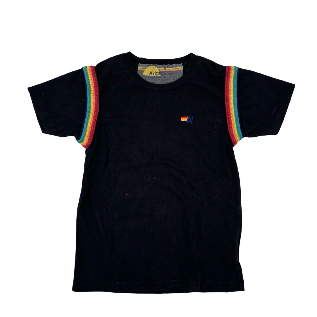 Aviator Nation black w/rainbow tshirt, 8 years