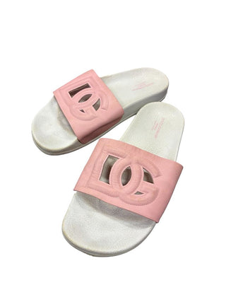 Dolce & Gabbana Pink and White Slides, 38 EU