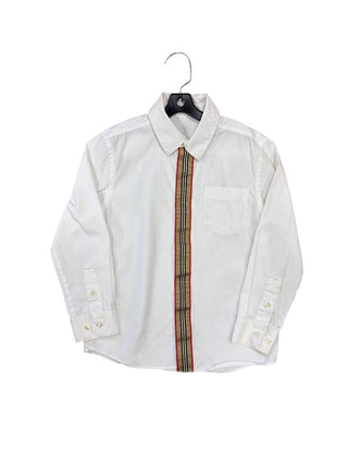 Burberry White Buttondown with Stripe Button Cover, 6 years