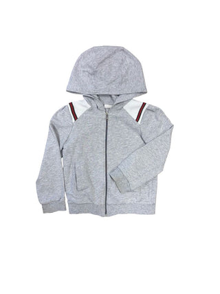 Gucci Grey Zip-Up Hooded Sweater with Signature Stripes, 36 months
