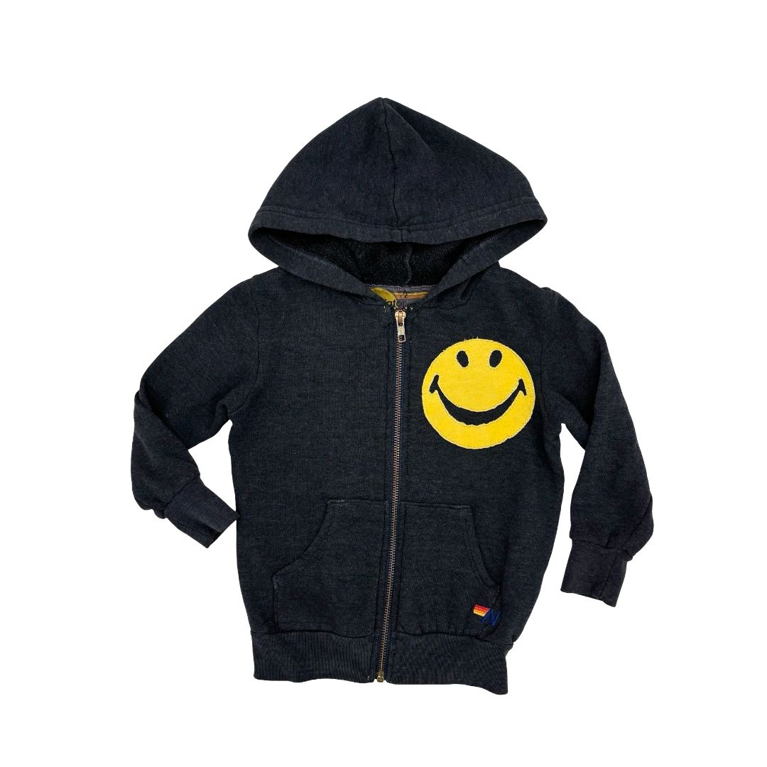 Aviator Nation black smile face zip up, 2 years